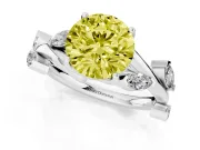 Round Twisted Vine Engagement Ring Setting for a Fancy Yellow Lab-Grown Diamond | White Gold
