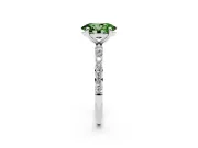 Oval Pave Solitaire Engagement Ring Setting for a Fancy Green Lab-Grown Diamond | Pave Shoulders | Platinum