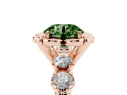Round Floral Engagement Ring Setting for a Fancy Green Lab-Grown Diamond | Petal Frame | Rose Gold