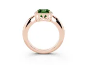Fancy Green Asscher Cut Diamond Halo Engagement Ring Set in Rose gold with Plain Split Shank and Prong Setting