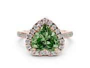 Heart-Shaped Halo Engagement Ring Setting for a Fancy Green Lab-Grown Diamond | Tapered Band | Rose Gold