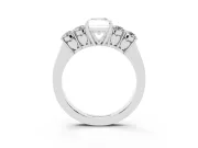 Radiant Cut Close Set Five Stone Engagement Ring Setting | Sterling Silver