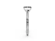 Fancy Black Radiant Cut Diamond Solitaire Milgrain Engraved Band Set in Silver with Prong Setting
