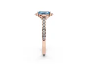 Emerald Cut Floral Petal Engagement Ring Setting for a Fancy Blue Lab-Grown Diamond | Petal Accents | Rose Gold