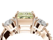 Princess Cut Three Stone Engagement Ring Setting for a Fancy Yellow Lab-Grown Diamond | Tapered Pave Band | Rose Gold