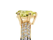 Pear-Shaped Three Row Pave Engagement Ring Setting for a Fancy Yellow Lab-Grown Diamond | Double Claws | Yellow Gold
