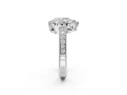 Pear-Shaped Vintage Milgrain Halo Engagement Ring Setting | Wide Pavé Band | Sterling Silver