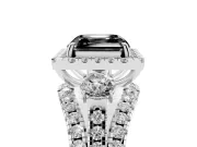 Asscher Cut Halo Split Shank Engagement Ring Setting for a Black Center | Platinum