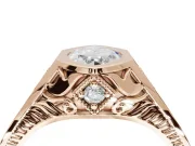 Marquise Vintage Bezel Engagement Ring Setting | Engraved Band | Rose Gold