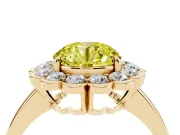 Round Scalloped Cluster Halo Engagement Ring Setting for a Fancy Yellow Lab-Grown Diamond | Plain Band | Yellow Gold