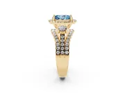 Oval Halo Split Shank Engagement Ring Setting for a Fancy Blue Lab-Grown Diamond | Round Side Stones | Yellow Gold
