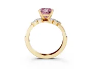 Fancy Pink Princess Cut Diamond Solitaire Ring Set in Yellow gold with Marquise Twist Band and Prong Setting