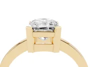Radiant Cut Diamond Solitaire Ring Set in Yellow gold with Prong Head and Smooth Polished Band