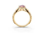 Marquise Leaf Halo Engagement Ring Setting for a Fancy Pink Lab-Grown Diamond | Yellow Gold