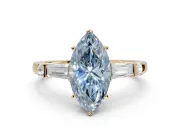 Marquise Tapered Baguette Engagement Ring Setting for a Fancy Blue Lab-Grown Diamond | Yellow Gold
