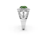 Oval Double Halo Split Shank Engagement Ring Setting for a Fancy Green Lab-Grown Diamond | Pave Strands | Platinum