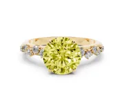 Round Graduated Solitaire Engagement Ring Setting for a Fancy Yellow Lab-Grown Diamond | Yellow Gold