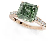 Asscher Cut Pavé Solitaire Engagement Ring Setting for a Fancy Green Lab-Grown Diamond | Crossover Gallery | Rose Gold