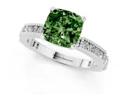Cushion Cut Vintage Pavé Engagement Ring Setting for a Fancy Green Lab-Grown Diamond | White Gold