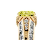 Radiant Cut Vintage Milgrain Engagement Ring Setting for a Fancy Yellow Lab-Grown Diamond | Hidden Halo | Yellow Gold