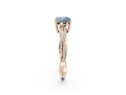 Cushion Cut Twisted Pavé Solitaire Engagement Ring Setting for a Fancy Blue Lab-Grown Diamond | Open Basket | Rose Gold