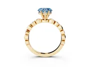 Heart-Shaped Station Engagement Ring Setting for a Fancy Blue Lab-Grown Diamond | Yellow Gold