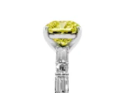 Cushion Cut Baguette Side Stone Engagement Ring Setting for a Fancy Yellow Lab-Grown Diamond | Platinum