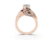 Asscher Cut Bypass Hidden Halo Engagement Ring Setting | Graduated Pavé | Rose Gold