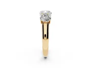 Cushion Cut Three Stone Engagement Ring Setting | Basket Prong Heads | Yellow Gold