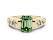 Emerald Cut Tension Style Engagement Ring Setting for a Fancy Green Lab-Grown Diamond | Yellow Gold