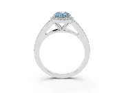 Oval Split Shank Halo Engagement Ring Setting for a Fancy Blue Lab-Grown Diamond | Sterling Silver