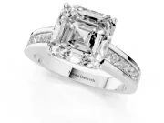 Asscher Cut Channel Set Engagement Ring Setting | Princess Cut Accents | Sterling Silver