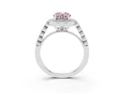 Oval Graduated Milgrain Halo Engagement Ring Setting for a Fancy Pink Lab-Grown Diamond | Platinum