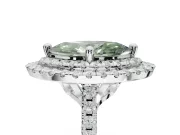 Marquise Double Halo Engagement Ring Setting for a Fancy Green Lab-Grown Diamond | Pave Shoulders | Platinum