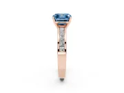 Fancy Blue Asscher Cut Diamond Solitaire Ring Set in Rose gold with Channel-Set Band and Prong Setting
