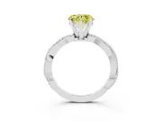 Fancy Yellow Heart Cut Diamond Solitaire Ring Set in Platinum with Twisted Band and Bead Prong Setting