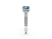 Princess Cut Hidden Halo Engagement Ring Setting for a Fancy Blue Lab-Grown Diamond | Milgrain Pave | Platinum