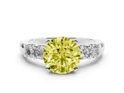 Round Five Stone Engagement Ring Setting for a Fancy Yellow Lab-Grown Diamond | Platinum