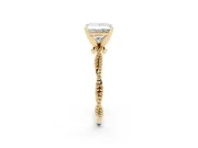 Princess Cut Twisted Solitaire Engagement Ring Setting | Beaded Twist Band | Yellow Gold