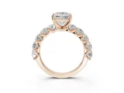 Princess Cut Side Stone Engagement Ring Setting | Scalloped Prong Accents | Rose Gold