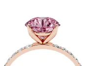 Round Pave Engagement Ring Setting for a Fancy Pink Lab-Grown Diamond | Slim Band | Rose Gold