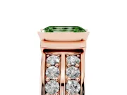 Emerald Cut Half Bezel Engagement Ring Setting for a Fancy Green Lab-Grown Diamond | Double Row Channel Band | Rose Gold