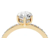 Marquise Cut Diamond Pavé Band Ring Set in Yellow gold with Prong-Set Center Stone