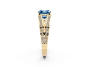 Asscher Cut Split Shank Pavé Engagement Ring Setting for a Fancy Blue Lab-Grown Diamond | Yellow Gold