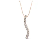 Round Lab-Grown Diamond Graduated S-Wave Pendant Necklace | Shared Prong Row | Rose Gold
