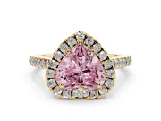 Heart-Shaped Raised Halo Engagement Ring Setting for a Fancy Pink Lab-Grown Diamond | Yellow Gold