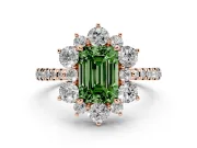 Emerald Cut Star Floral Halo Engagement Ring Setting for a Fancy Green Lab-Grown Diamond | Rose Gold