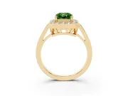 Radiant Cut Halo Engagement Ring Setting for a Fancy Green Lab-Grown Diamond | Polished Halo Rim | Yellow Gold