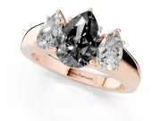 Pear-Shaped Three Stone Engagement Ring Setting for a Black Center | Rose Gold