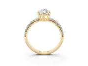 Marquise Three Row Pave Solitaire Engagement Ring Setting | Double Claw Prongs | Yellow Gold